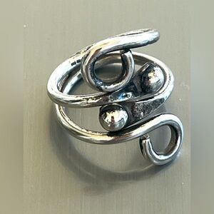 Vintage Mexico 925 Sterling Silver Modernist Swirl Ring Sculptural Sz 8.5